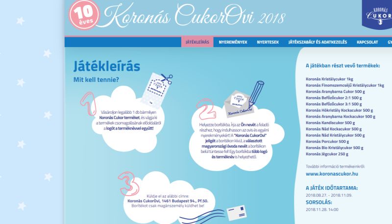 Koronás Cukorovi 2018 - a játék november 9-ig tart.