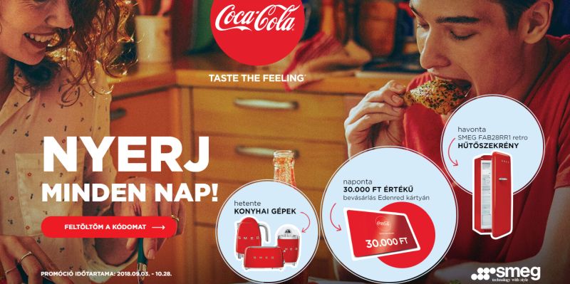 Coca-Cola nyereményjáték - már egy kód feltöltésével indulsz a napi nyereményért, a 30 000 Ft értékű Edenred utalványért!