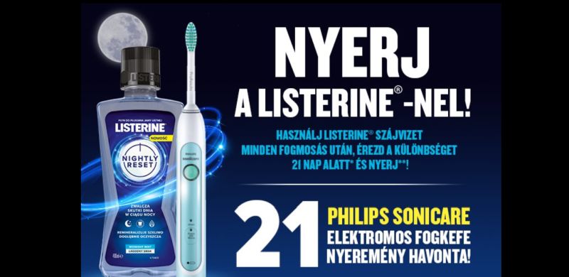 Listerine nyereményjáték - nyerj elektromos fogkefét