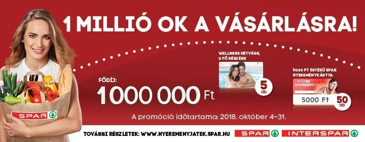 SPAR nyereményjáték - 1 millió ok a vásárlásra!