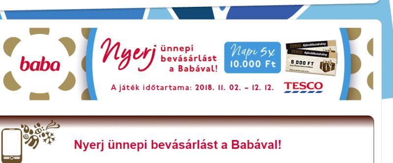 Nyerj ünnepi bevásárlást a Babával! Íme az új Baba nyereményjáték.